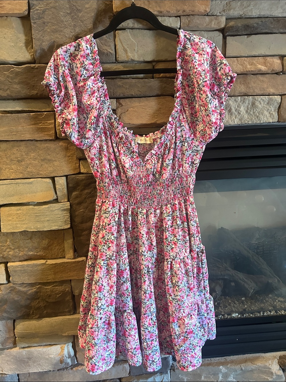 Altar'd State Pink Floral Smocked Mini Dress